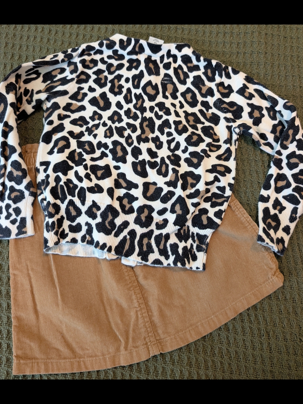 Healthtex/Old Navy Black & White Leopard Button Cardigan & Skirt - Picture 2 of 4
